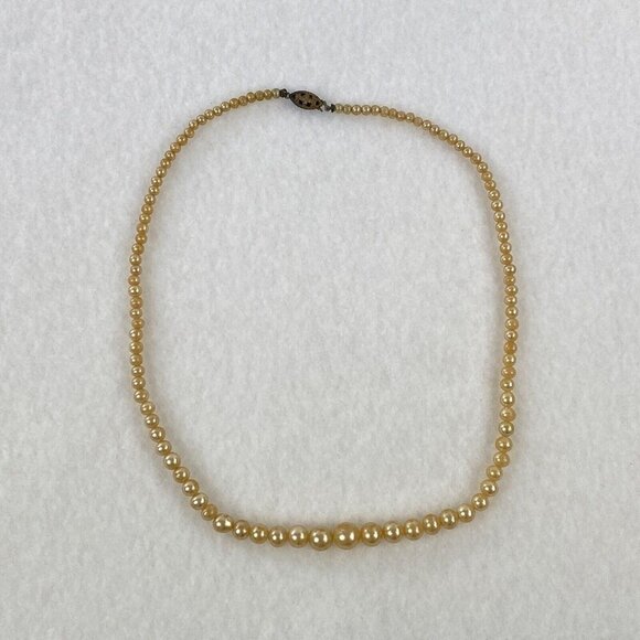 Vintage Faux Pearl Necklace Single Strand Sterling Silver Hook Clasp - Picture 2 of 8